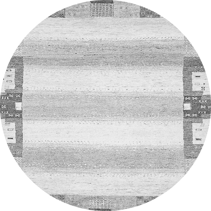 Round Machine Washable Solid Gray Modern Rug, wshabs398gry