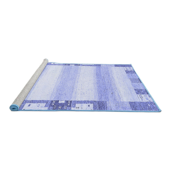 Sideview of Machine Washable Solid Blue Modern Rug, wshabs398blu