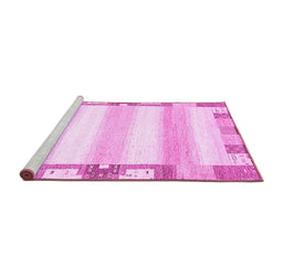 Sideview of Machine Washable Solid Pink Modern Rug, wshabs398pnk