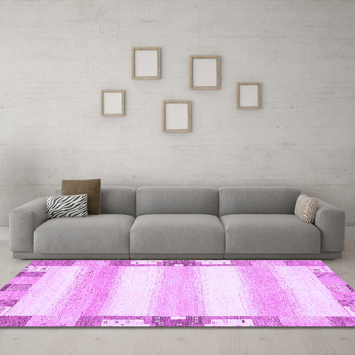 Machine Washable Solid Purple Modern Area Rugs in a Living Room, wshabs398pur