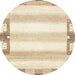 Round Abstract Brown Sand Brown Solid Rug, abs398