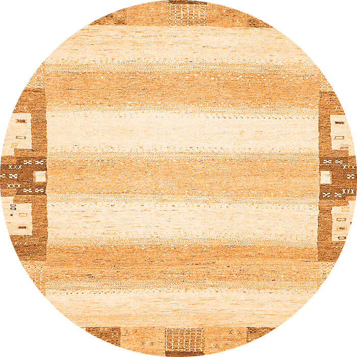 Round Machine Washable Solid Orange Modern Area Rugs, wshabs398org