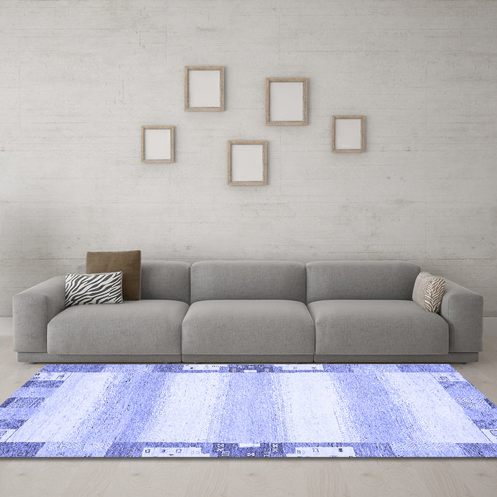 Machine Washable Solid Blue Modern Rug in a Living Room, wshabs398blu