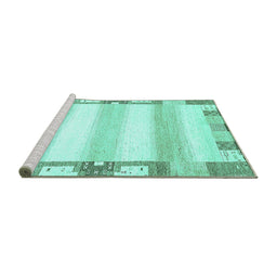 Sideview of Machine Washable Solid Turquoise Modern Area Rugs, wshabs398turq