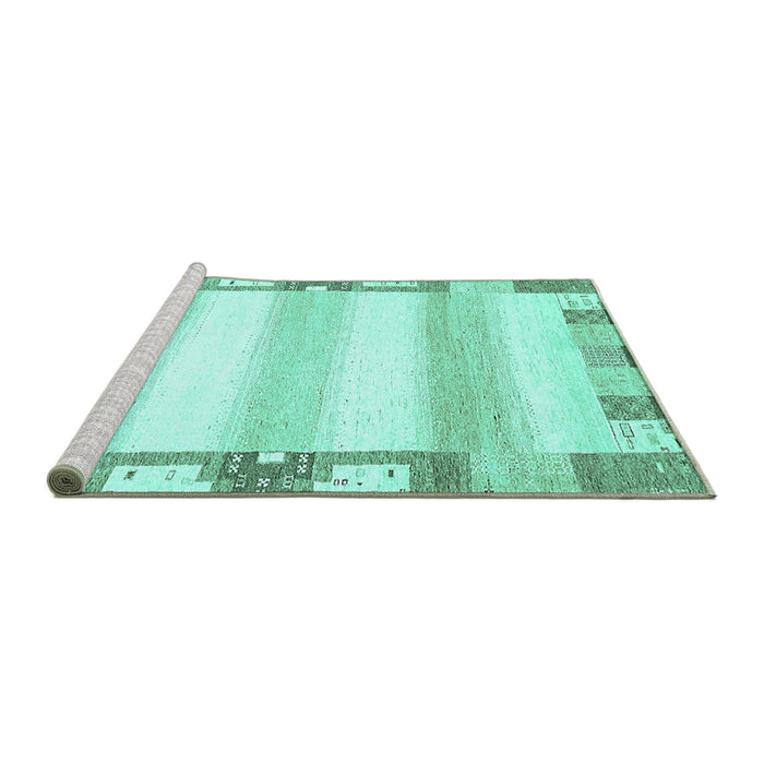 Sideview of Machine Washable Solid Turquoise Modern Area Rugs, wshabs398turq