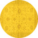 Round Oriental Yellow Traditional Rug, abs3990yw