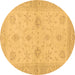 Round Oriental Brown Traditional Rug, abs3990brn