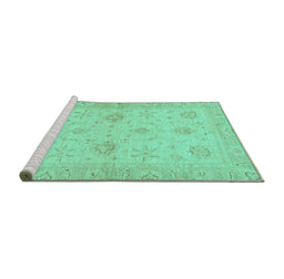 Sideview of Machine Washable Oriental Turquoise Traditional Area Rugs, wshabs3990turq