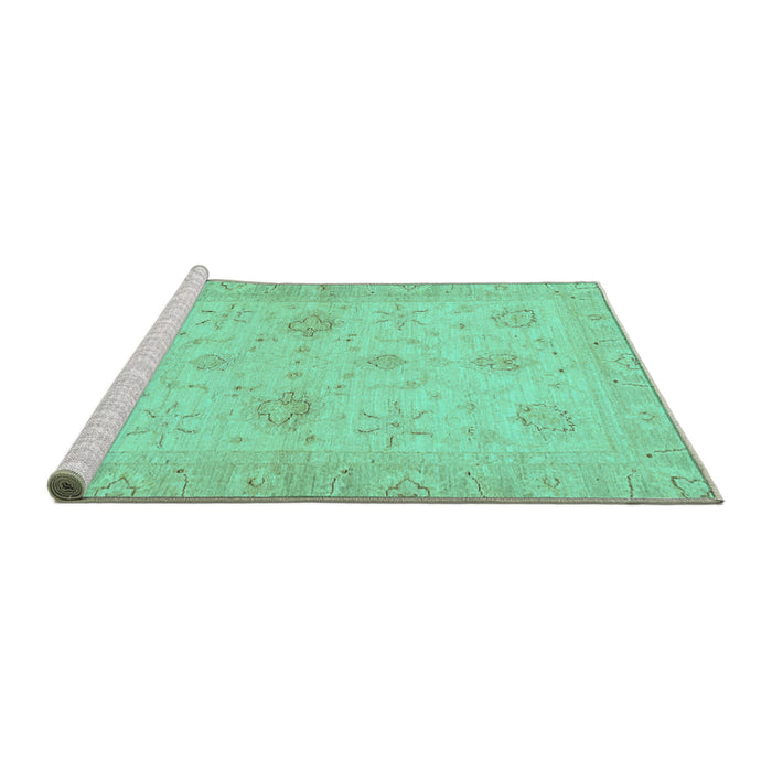 Sideview of Machine Washable Oriental Turquoise Traditional Area Rugs, wshabs3990turq