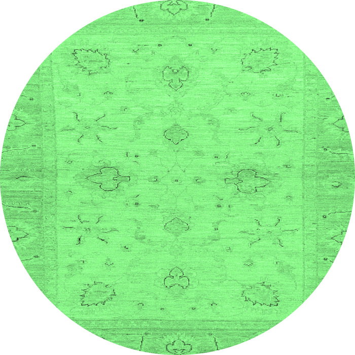 Round Oriental Emerald Green Traditional Rug, abs3990emgrn