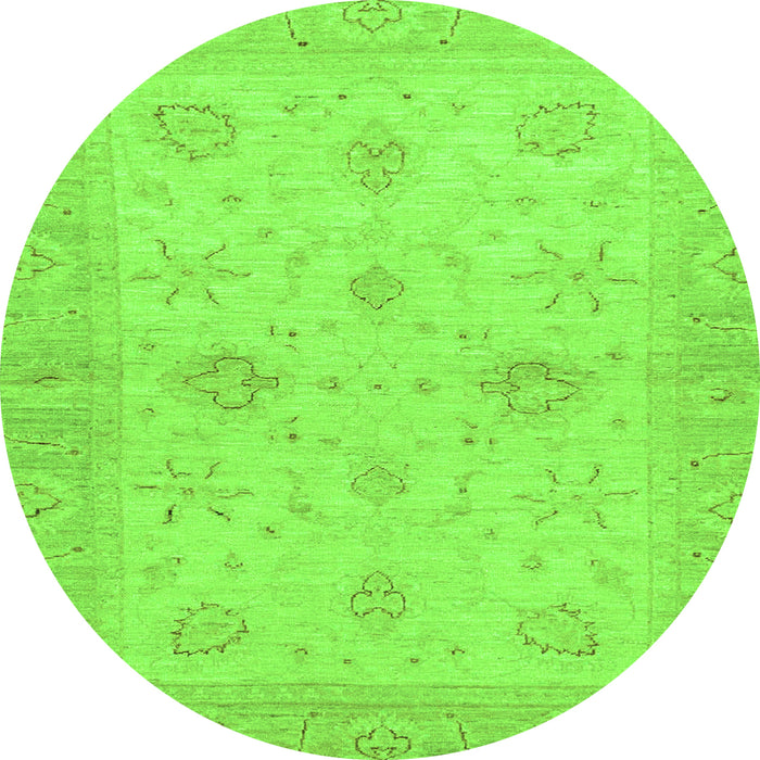 Round Oriental Green Traditional Rug, abs3990grn