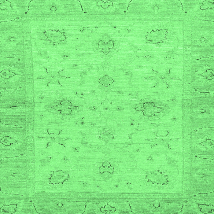 Square Machine Washable Oriental Emerald Green Traditional Area Rugs, wshabs3990emgrn