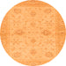 Round Oriental Orange Traditional Rug, abs3990org