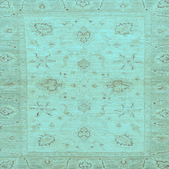 Square Machine Washable Oriental Light Blue Traditional Rug, wshabs3990lblu