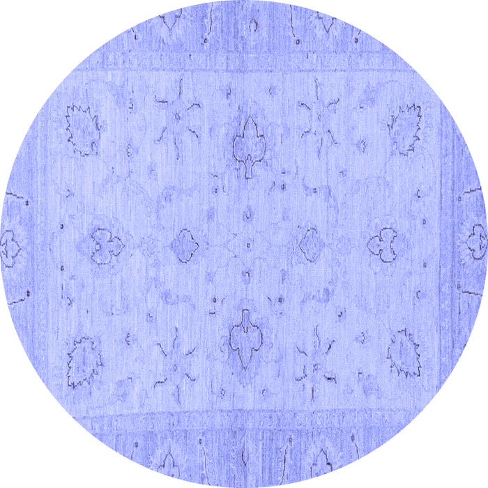 Round Machine Washable Oriental Blue Traditional Rug, wshabs3990blu