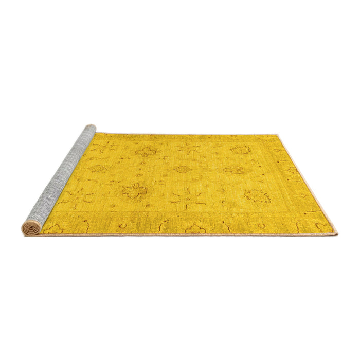 Sideview of Machine Washable Oriental Yellow Traditional Rug, wshabs3990yw