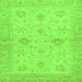 Square Machine Washable Oriental Green Traditional Area Rugs, wshabs3990grn