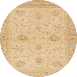 Round Machine Washable Abstract Orange Rug, wshabs3990