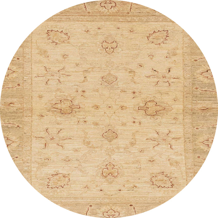 Round Machine Washable Abstract Orange Rug, wshabs3990