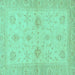 Square Oriental Turquoise Traditional Rug, abs3990turq