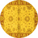 Round Machine Washable Abstract Yellow Modern Rug, wshabs3991yw