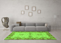 Machine Washable Abstract Green Modern Rug, wshabs3991grn