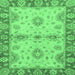 Square Abstract Emerald Green Modern Rug, abs3991emgrn