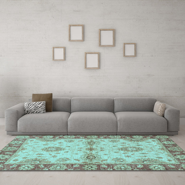 Machine Washable Abstract Light Blue Modern Rug in a Living Room, wshabs3991lblu