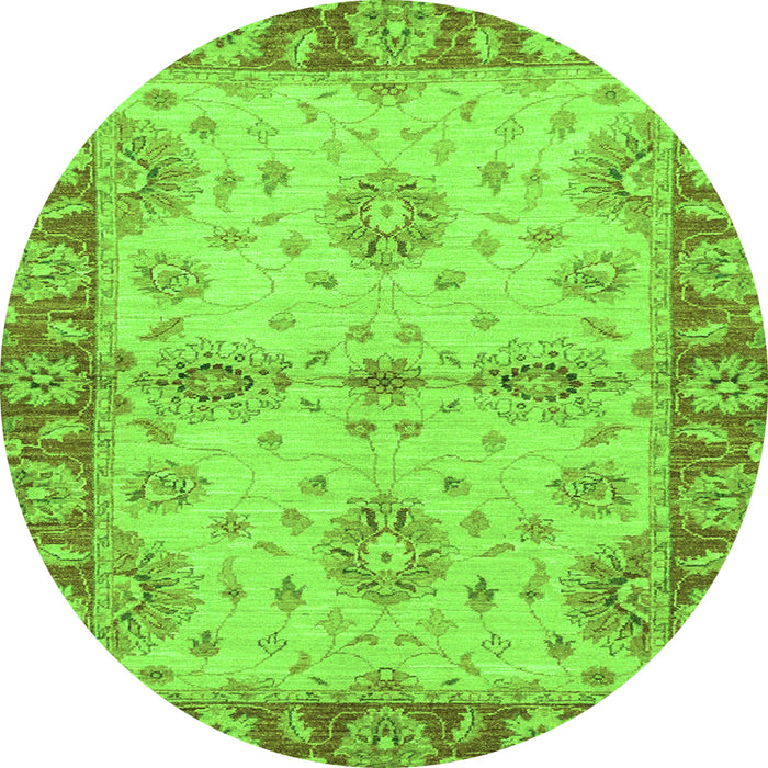 Round Abstract Green Modern Rug, abs3991grn
