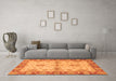 Machine Washable Abstract Orange Modern Area Rugs in a Living Room, wshabs3991org