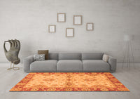 Machine Washable Abstract Orange Modern Rug, wshabs3991org