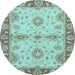 Round Abstract Light Blue Modern Rug, abs3991lblu