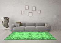 Machine Washable Abstract Emerald Green Modern Rug, wshabs3991emgrn