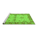 Sideview of Machine Washable Abstract Green Modern Area Rugs, wshabs3991grn