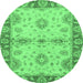 Round Abstract Emerald Green Modern Rug, abs3991emgrn