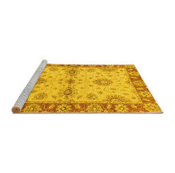 Sideview of Machine Washable Abstract Yellow Modern Rug, wshabs3991yw