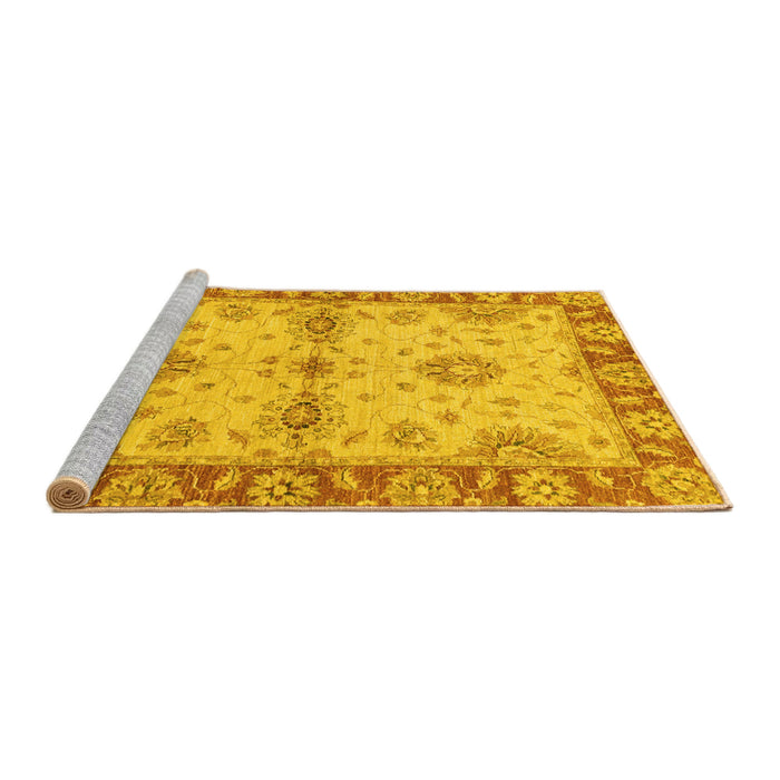 Sideview of Machine Washable Abstract Yellow Modern Rug, wshabs3991yw