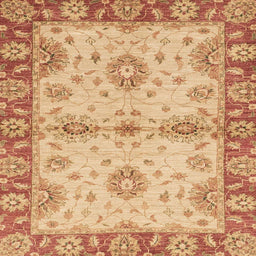 Square Machine Washable Abstract Orange Rug, wshabs3991
