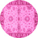 Round Abstract Pink Modern Rug, abs3991pnk