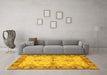 Machine Washable Abstract Yellow Modern Rug in a Living Room, wshabs3991yw