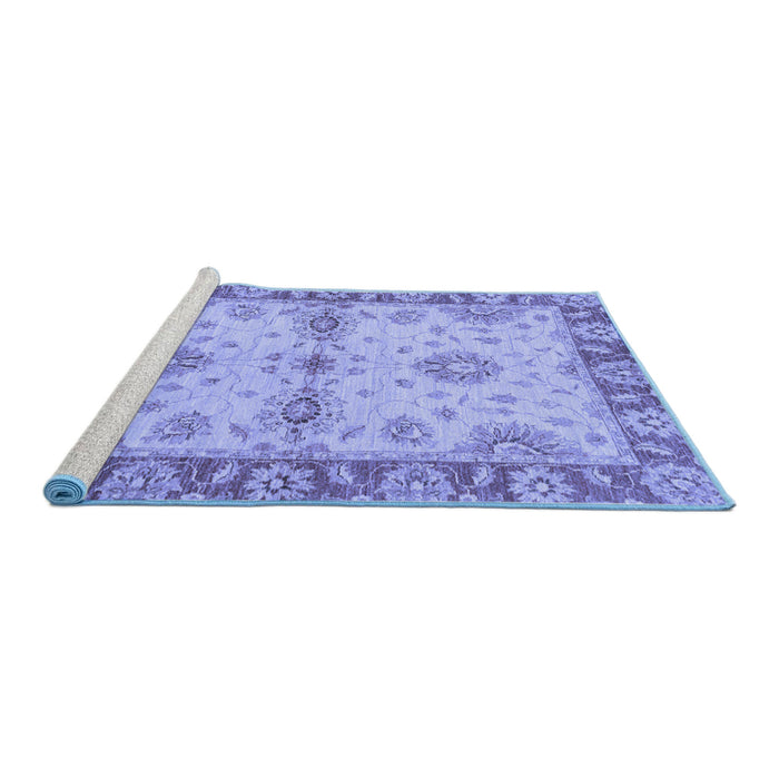 Sideview of Machine Washable Abstract Blue Modern Rug, wshabs3991blu