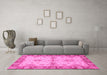 Machine Washable Abstract Pink Modern Rug in a Living Room, wshabs3991pnk