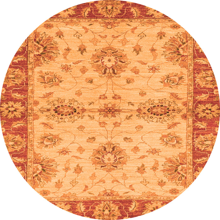 Round Machine Washable Abstract Orange Modern Area Rugs, wshabs3991org