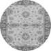 Round Machine Washable Abstract Gray Modern Rug, wshabs3991gry