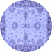 Round Abstract Blue Modern Rug, abs3991blu