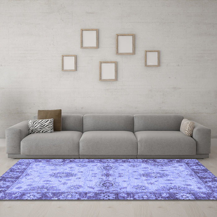 Machine Washable Abstract Blue Modern Rug in a Living Room, wshabs3991blu