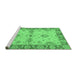 Sideview of Machine Washable Abstract Emerald Green Modern Area Rugs, wshabs3991emgrn