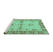 Sideview of Machine Washable Abstract Turquoise Modern Area Rugs, wshabs3991turq