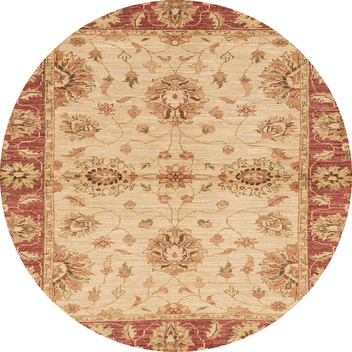 Round Machine Washable Abstract Orange Rug, wshabs3991