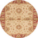 Round Machine Washable Abstract Orange Rug, wshabs3991